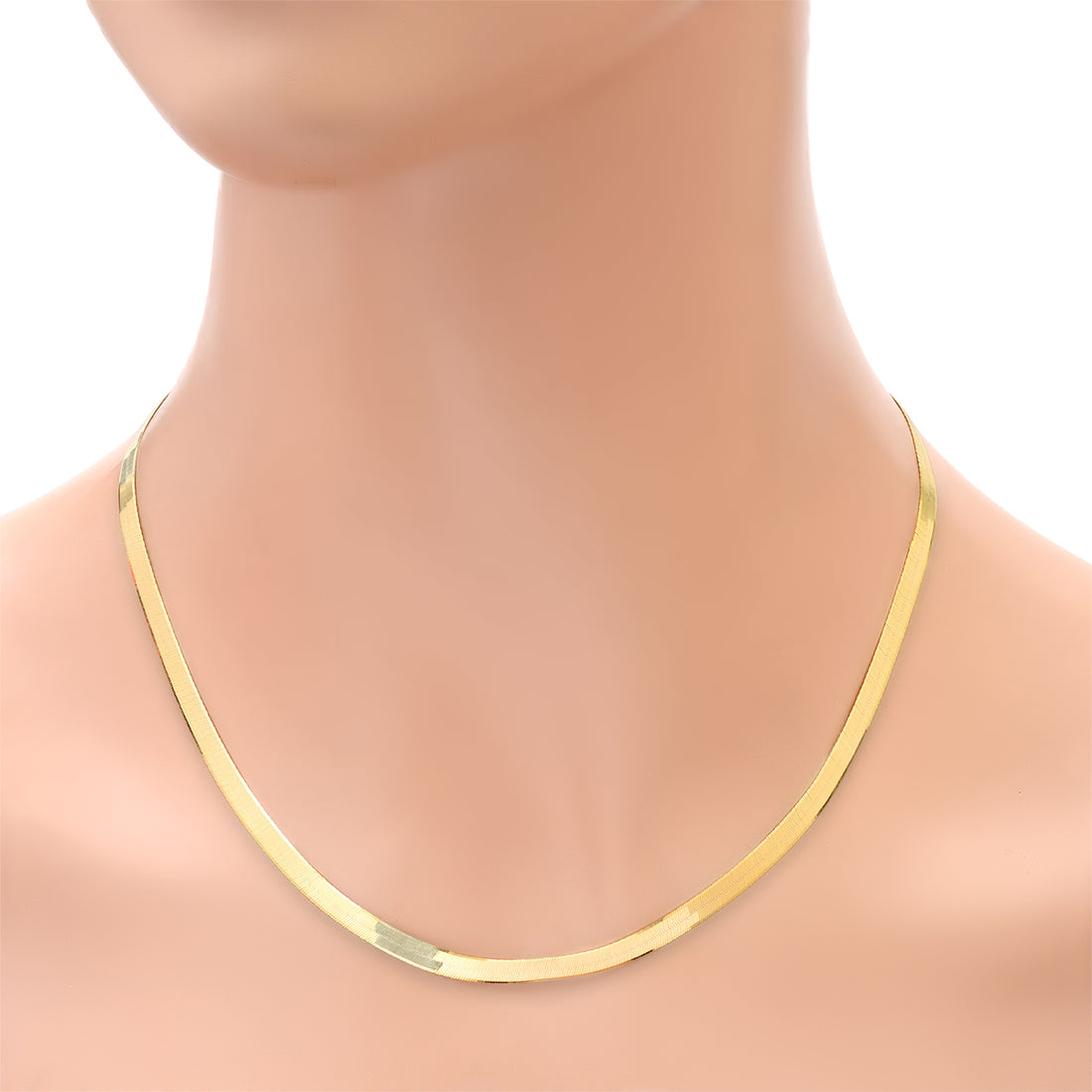 Elegant Solid 14K Gold Herringbone Gold Chain Necklace