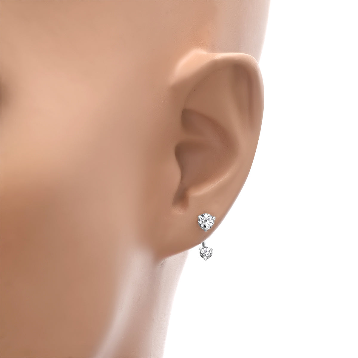 TCW 0.60 ct diamond stud earrings with removable jackets