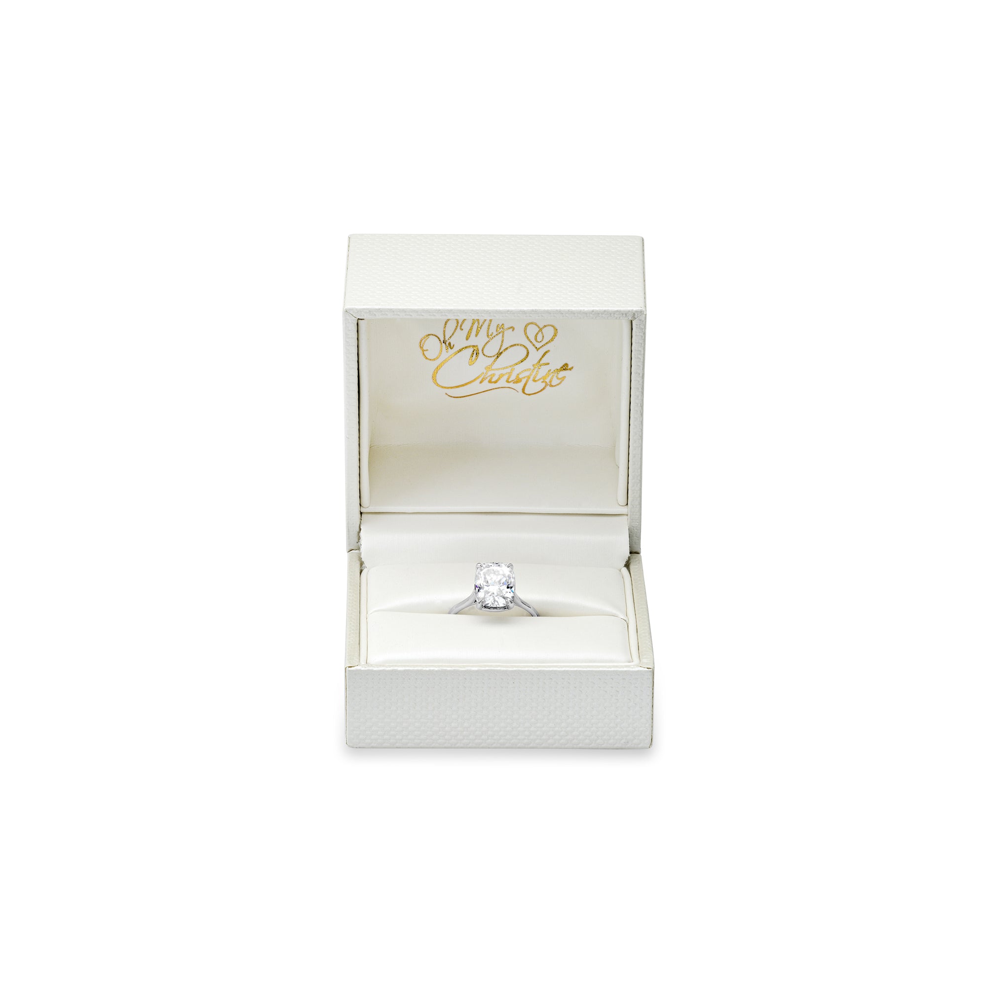 Moissanite Solitaire Ring – 3ct Cushion Cut in 18K Gold