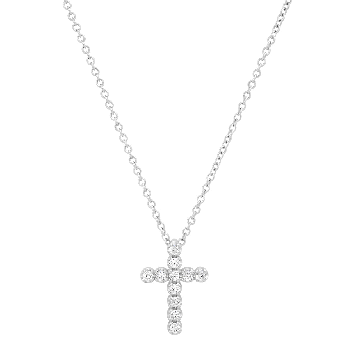 Small Diamond Cross Necklace – Mini Natural Diamond Pendant