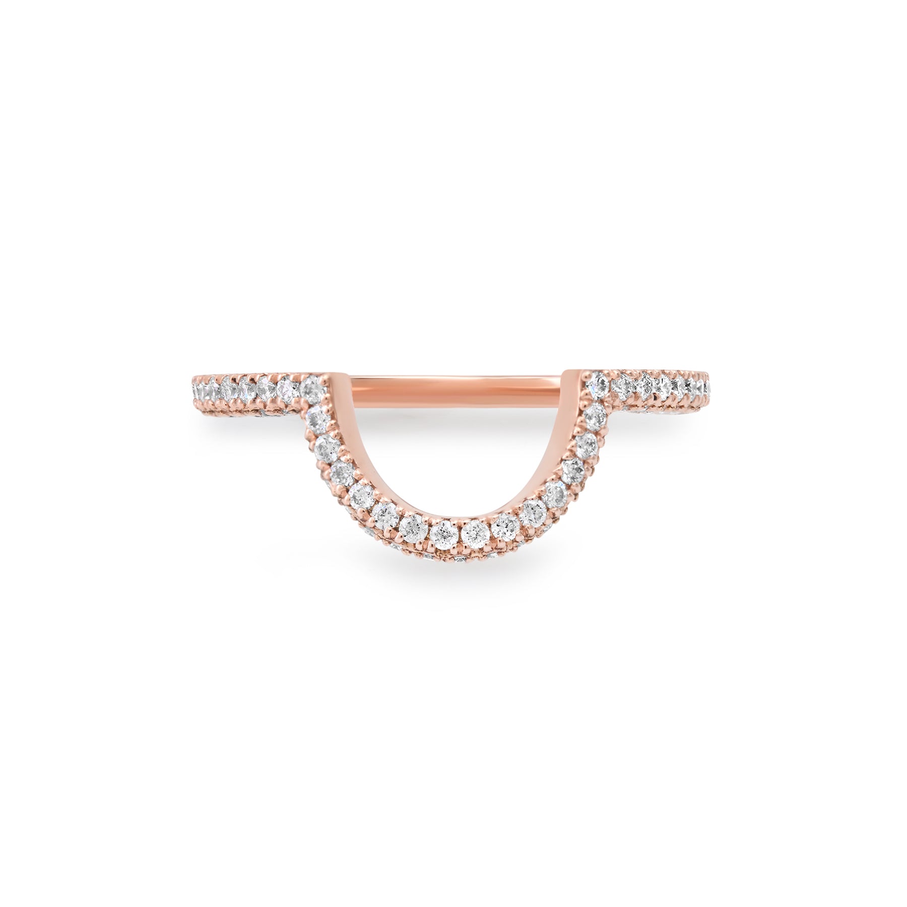 Matching Wedding Band for Pear Shape Double Side Halo Ring / U Shape / 2 Rows Pave