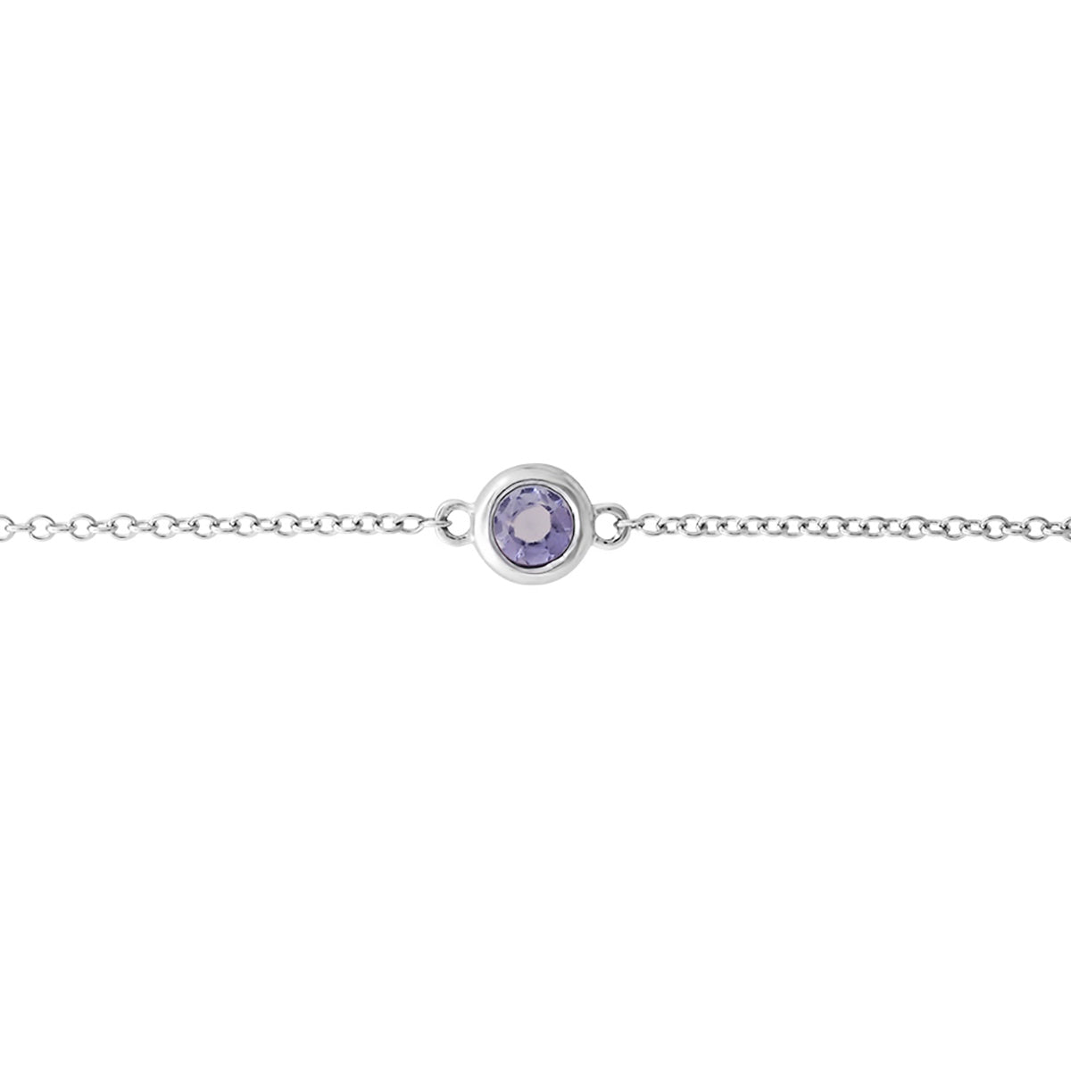 Tanzanite bezel set bracelet in 14K white gold