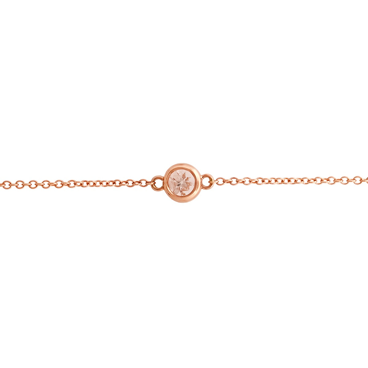Morganite bezel bracelet 3mm round 14k rose gold
