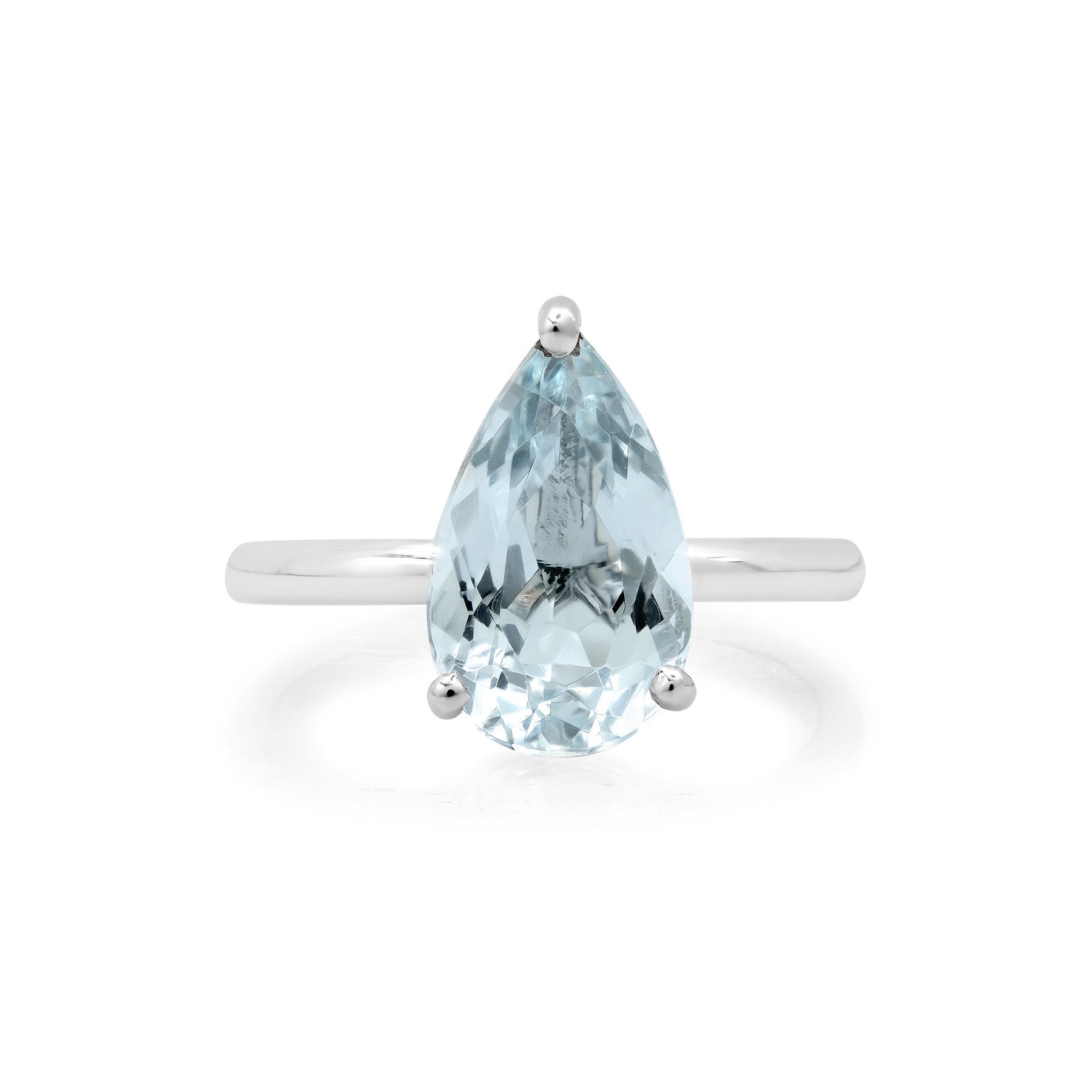 pear aquamarine white gold ring 2.5ct