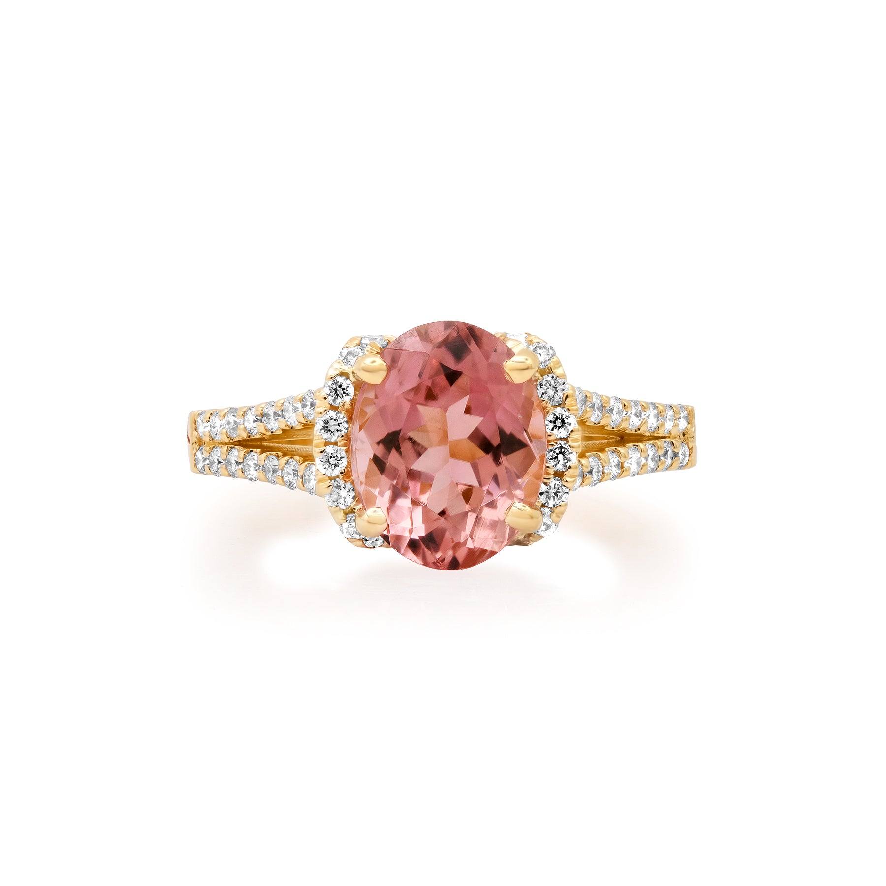 Pink Tourmaline Ring | Smoky Oval October Birthstone with Diamond Accents