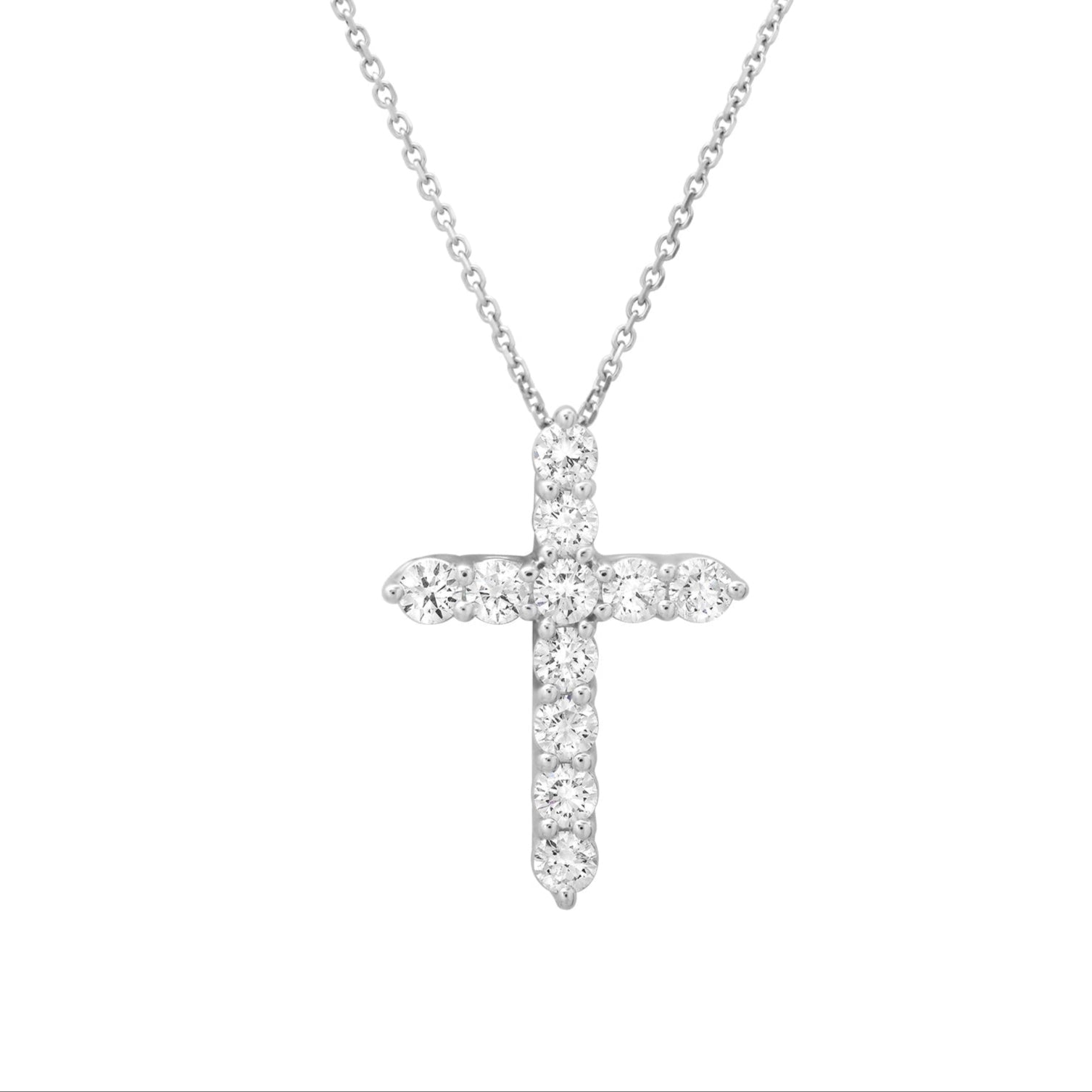 TCW. 1.5 ct Natural Diamond Cross Necklace / Natural Diamonds / Round Brilliant Cut / Luxury Gift / 18-Karat