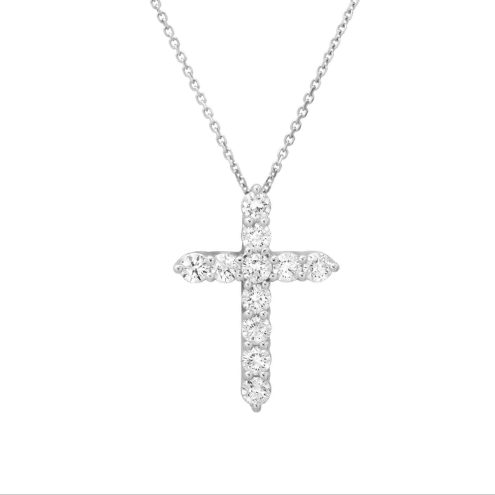 TCW. 1.5 ct Natural Diamond Cross Necklace / Natural Diamonds / Round Brilliant Cut / Luxury Gift