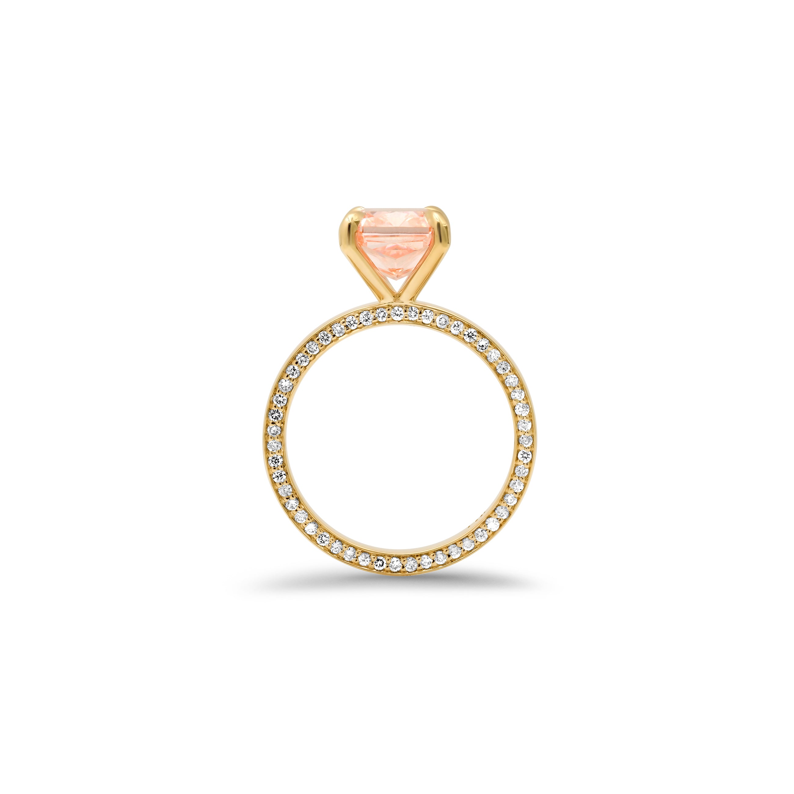 Lab-grown fancy vivid pink diamond engagement ring 14K gold