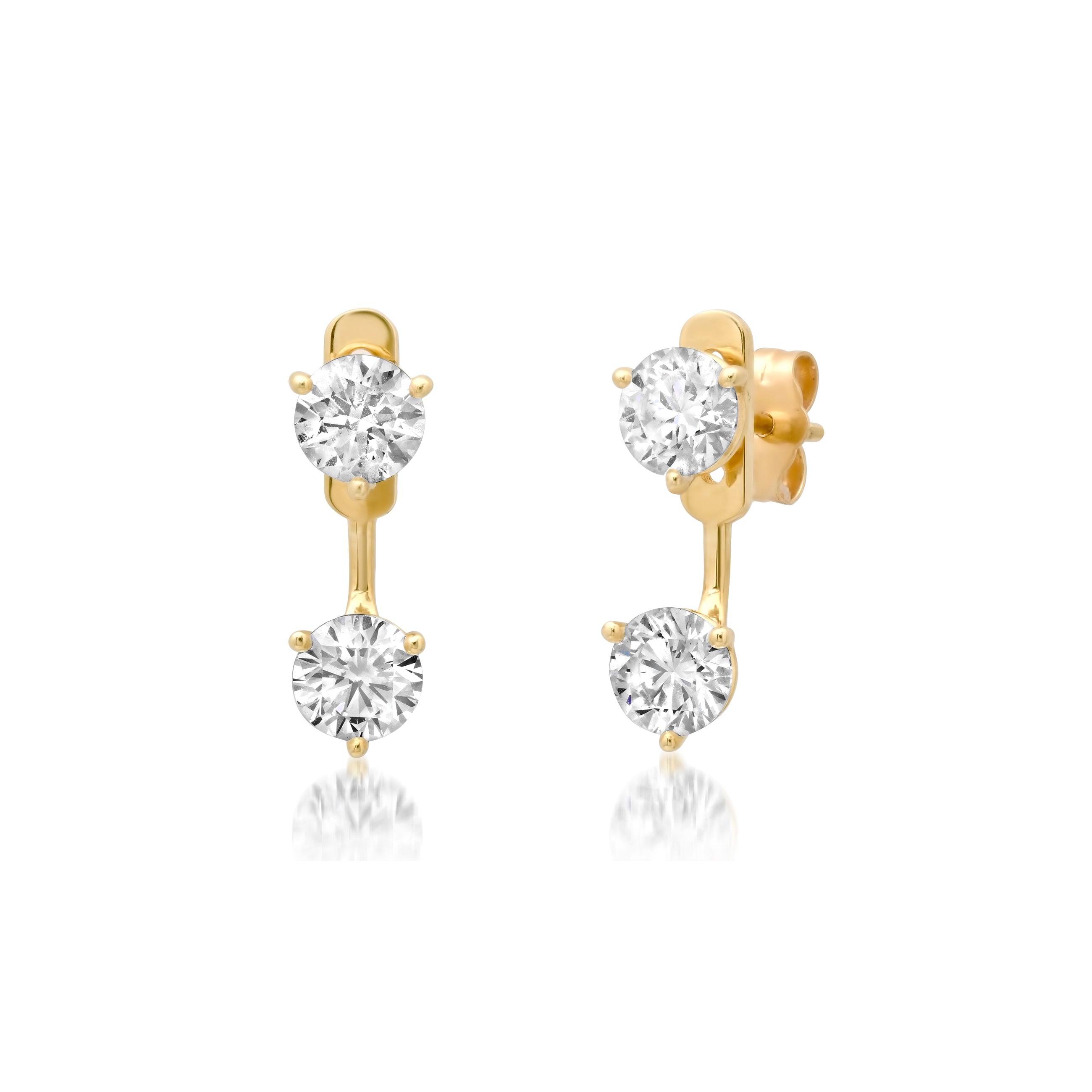 Lab Diamond Stud Earrings | 2 ct Round Pair with Jackets