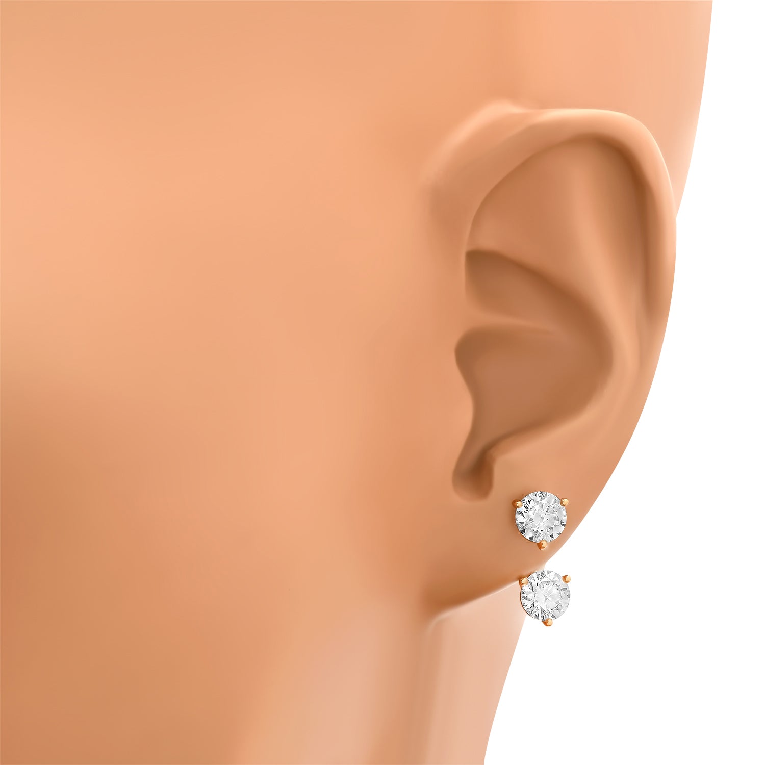 Round Lab Diamond Earrings in 14k Gold with Jackets