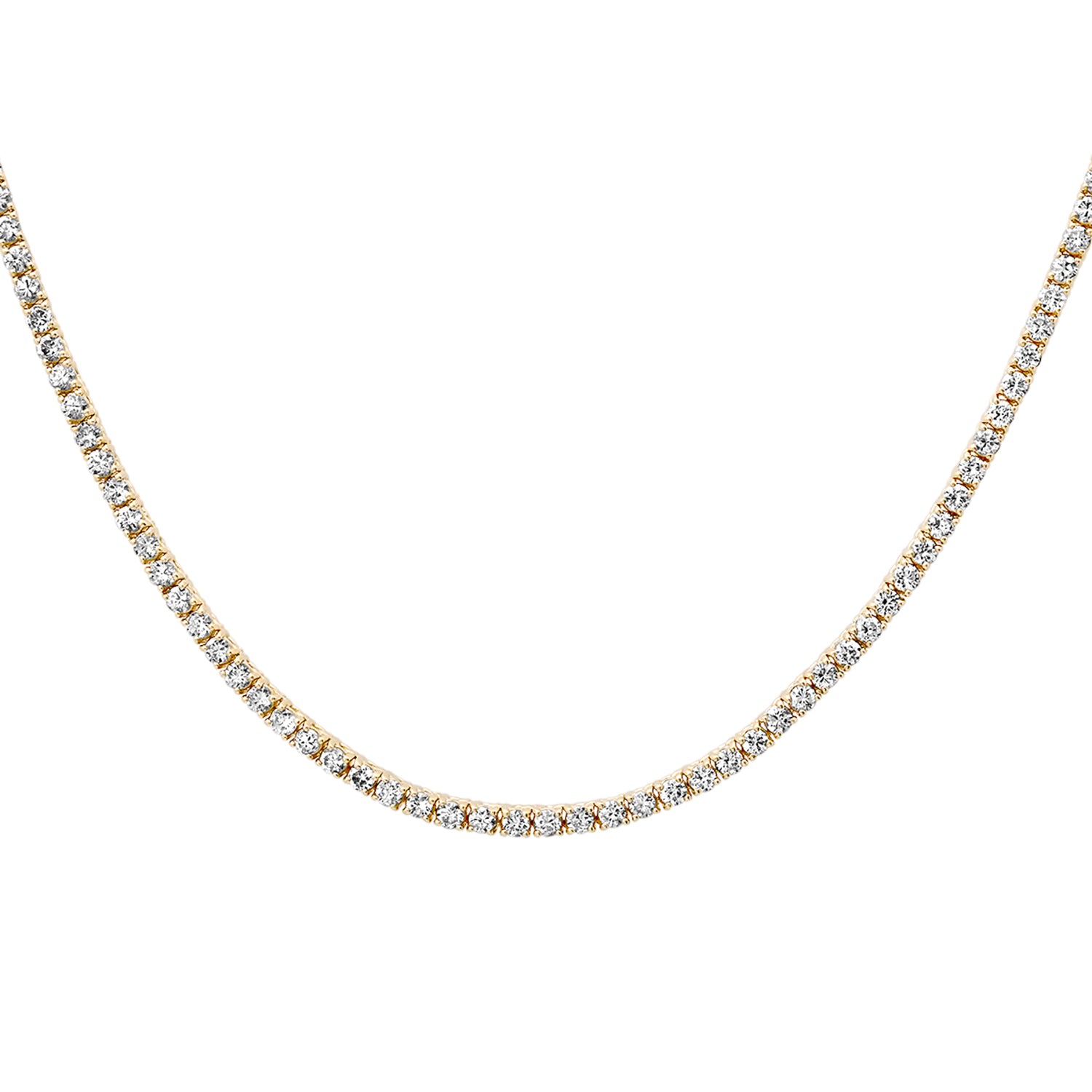 Diamond Tennis Necklace – 5.55 Ct Natural Diamonds, 14K Gold, 17 Inches