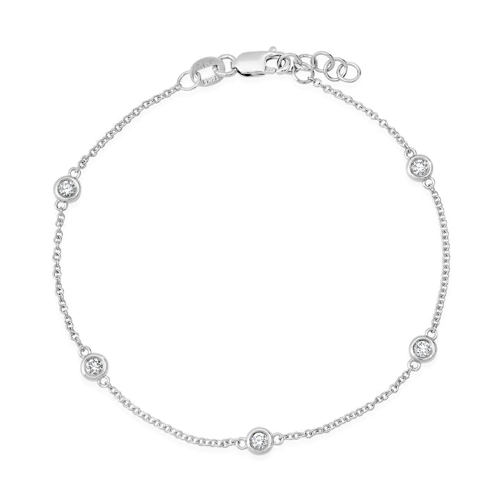 Bezel Set Diamond Bracelet / Minimal Jewelry / Gift for Her