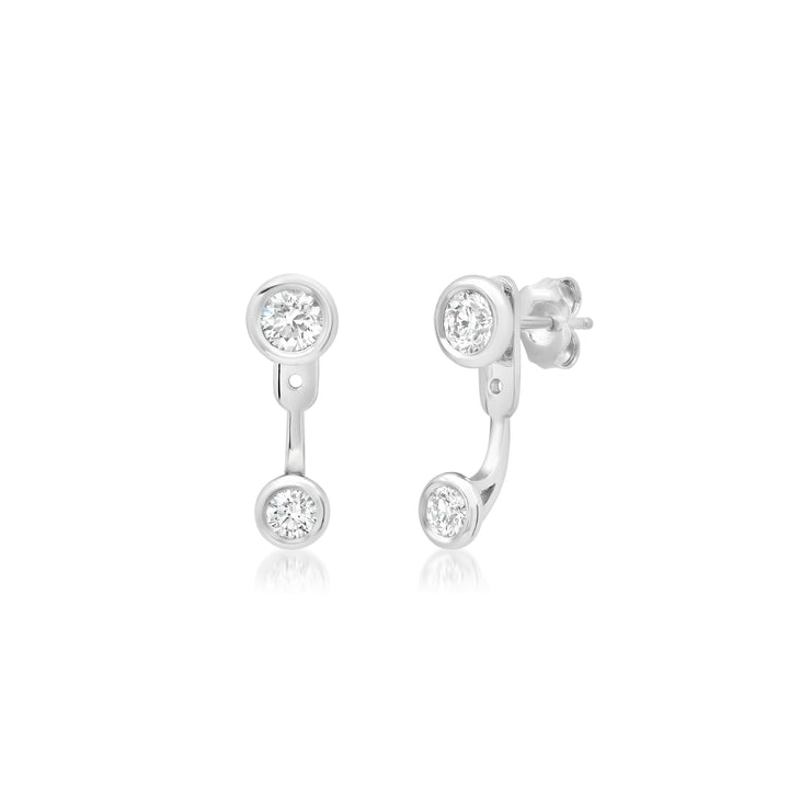 Natural Diamond Stud and Jacket TCW 0.90ct / Bezel Set / Bezel Setting / Elegant Earring Pair