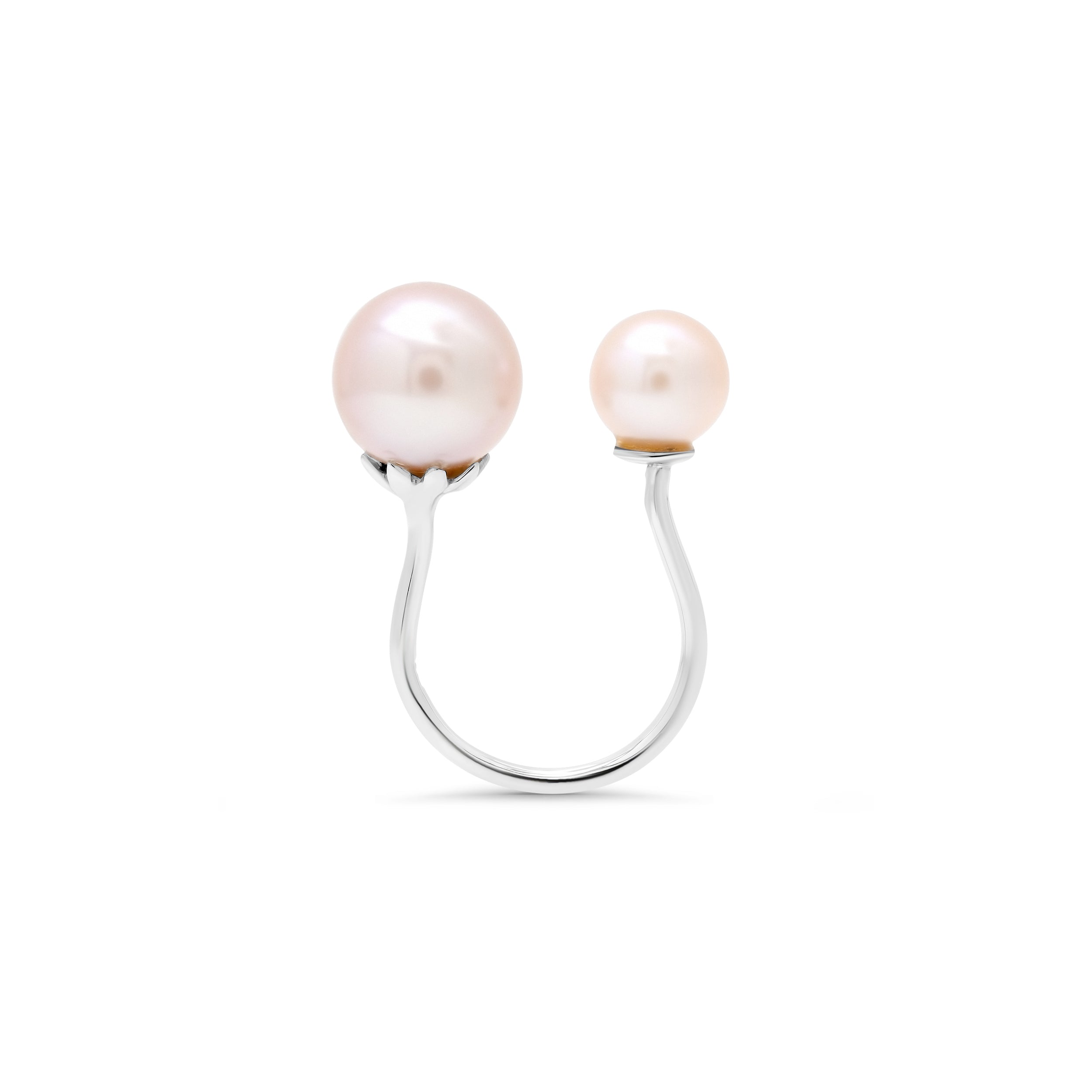 Pink pearl ring freshwater double pearl 14k gold