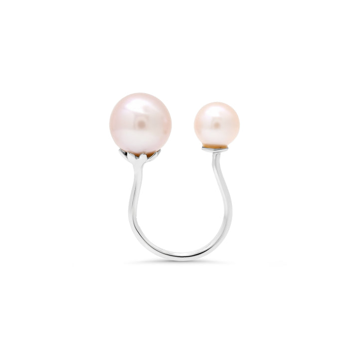 Pink pearl ring freshwater double pearl 14k gold