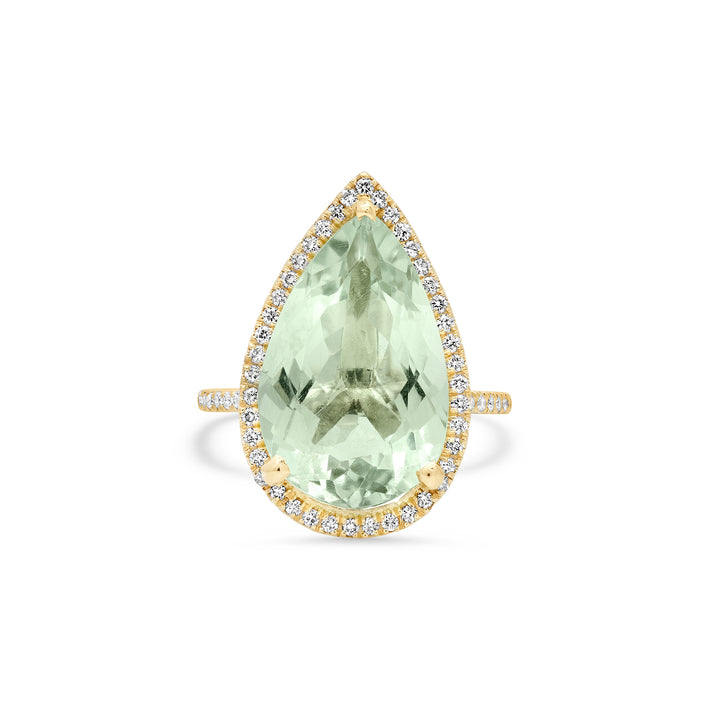 Diamond Halo Green Amethyst Ring (8.5 ct)