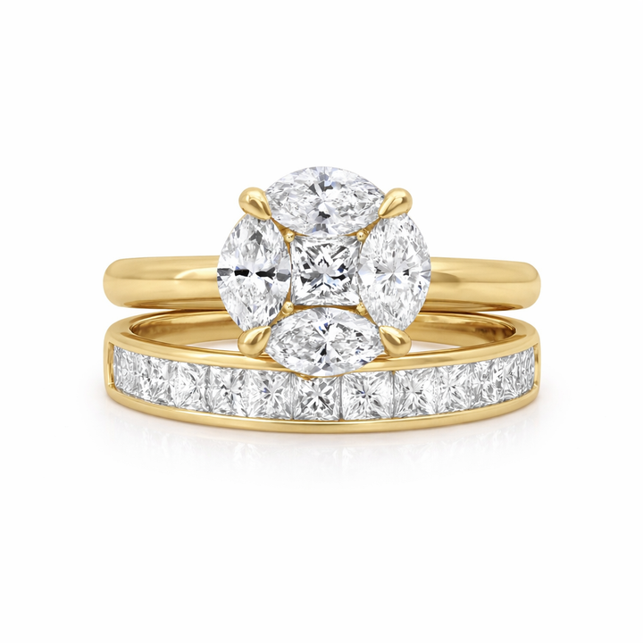 Round Shape Multi Diamonds Ring – 3 ct Look, 1 ct TCW Appearance