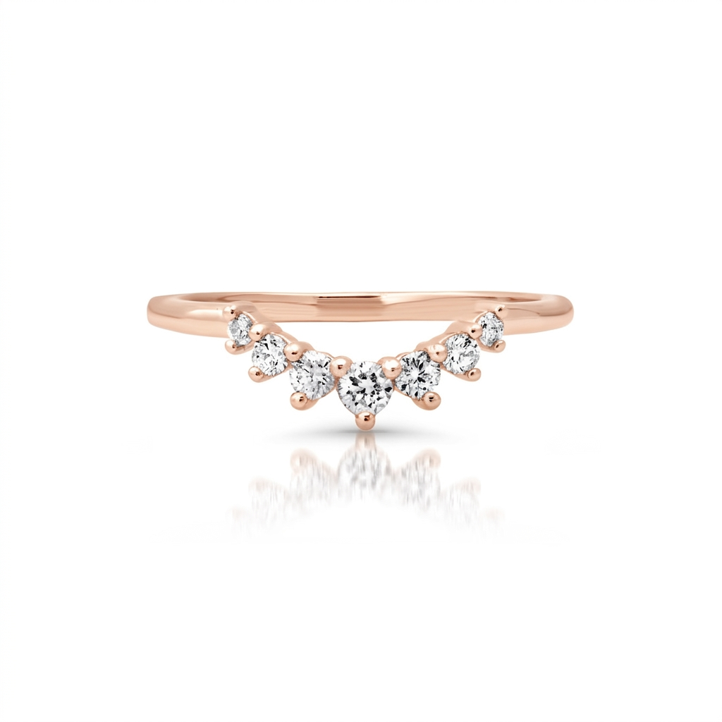 Matching Wedding Band – 14K Gold Natural Diamond Band for Oval & Pear Rings