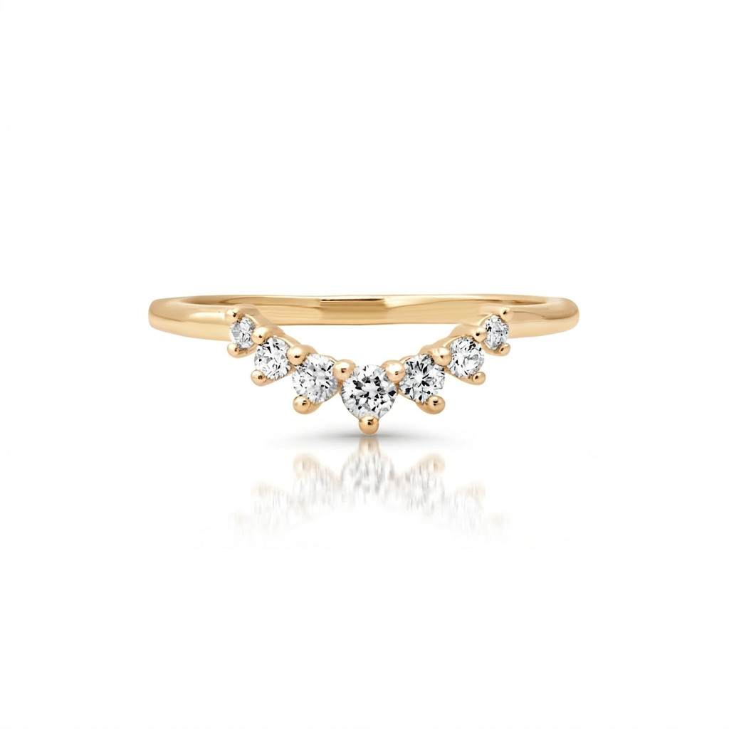 Matching Wedding Band – 14K Gold Natural Diamond Band for Oval & Pear Rings