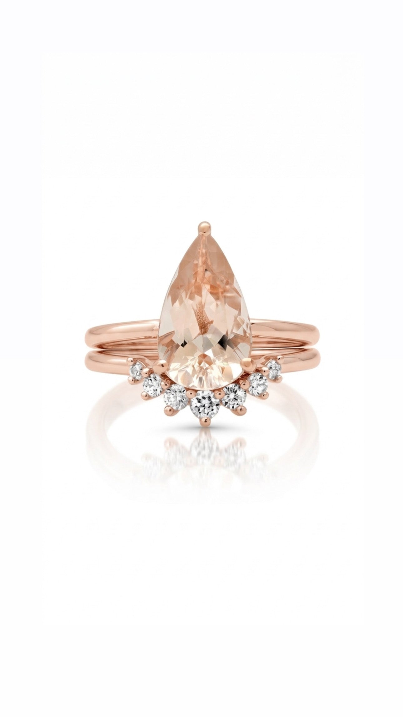 Matching Wedding Band – 14K Gold Natural Diamond Band for Oval & Pear Rings