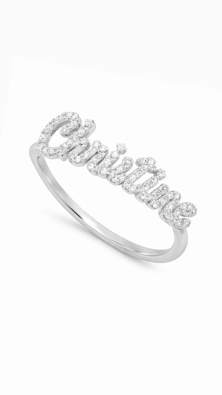 Custom Name Diamond Ring | Personalized Natural Diamond Band