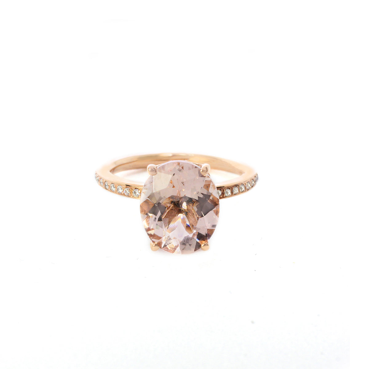 Oval Morganite Diamond Ring 3 ct. in 14k Gold