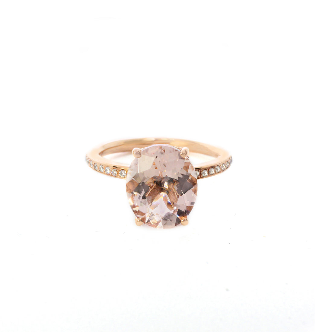 Oval Morganite Diamond Ring 3 ct. in 14k Gold