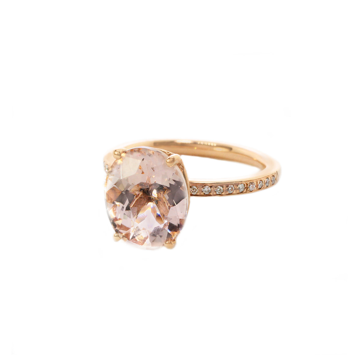 Oval Morganite Diamond Ring 3 ct. in 14k Gold