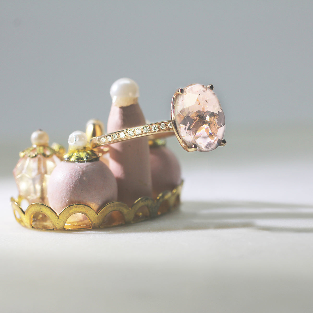Oval Morganite Diamond Ring 3 ct. in 14k Gold