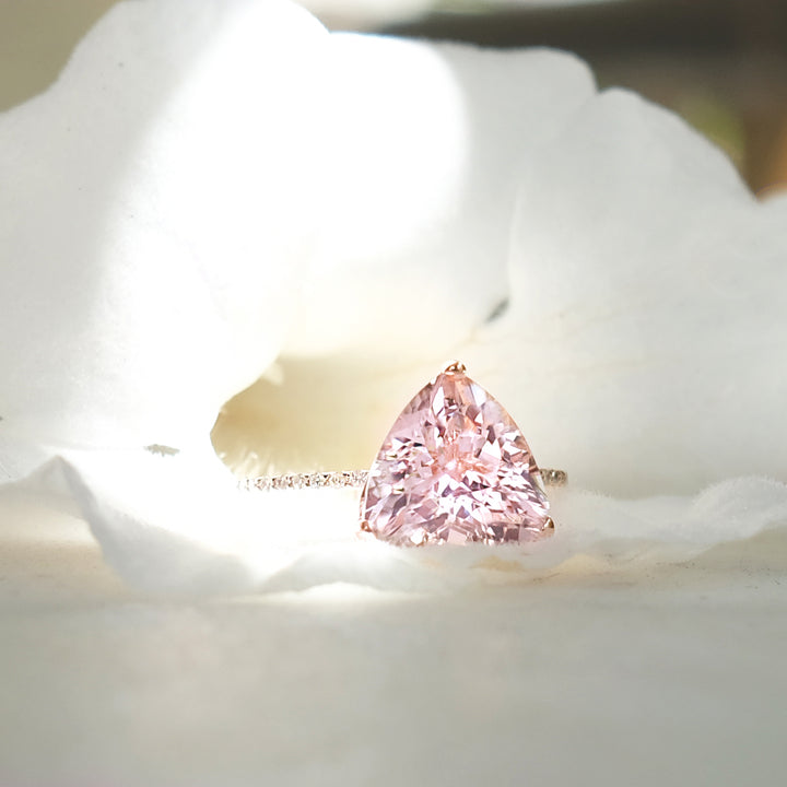 Trillion Morganite Engagement Ring – 3 ct. Peach Pink