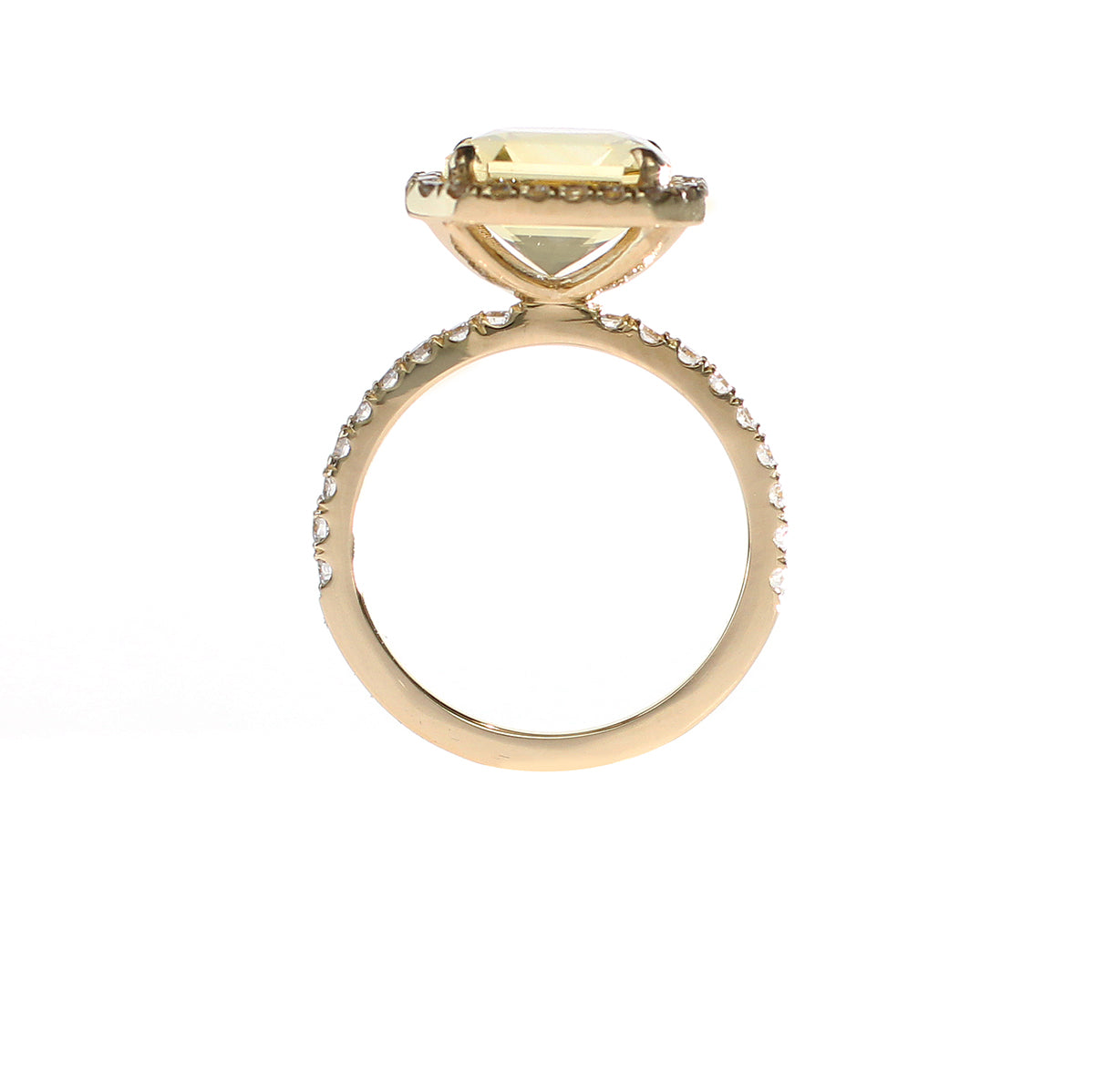 Radiant Cut Yellow Citrine Ring with Diamond Halo / Luxury Rings / Luxury Jewelry / Special Gift / November BirthStone Ring