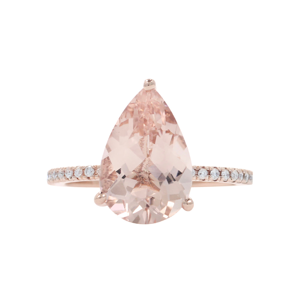 pear morganite ring 2.5 ct diamond pave band