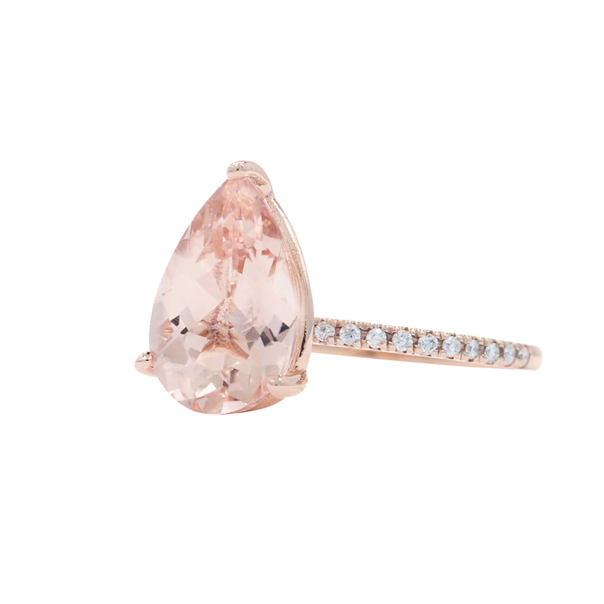 2.5 carat pear morganite engagement ring