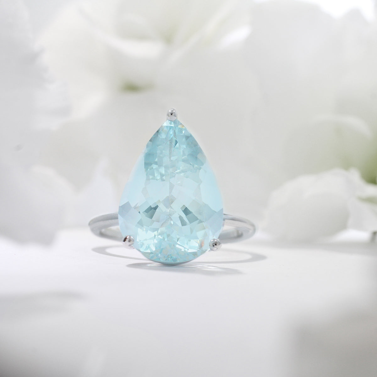 5 ct.Pear Shape Aquamarine Ring / Top Quality Aquamarine / Statement Ring / Fine Jewelry / March BirthStone Ring