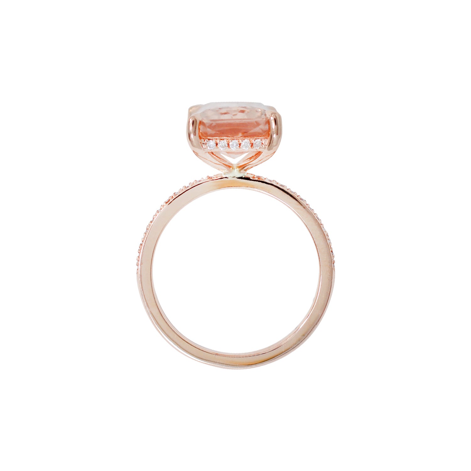 Elongated Morganite Diamond Ring – 5 Ct Emerald Cut in 14K Gold