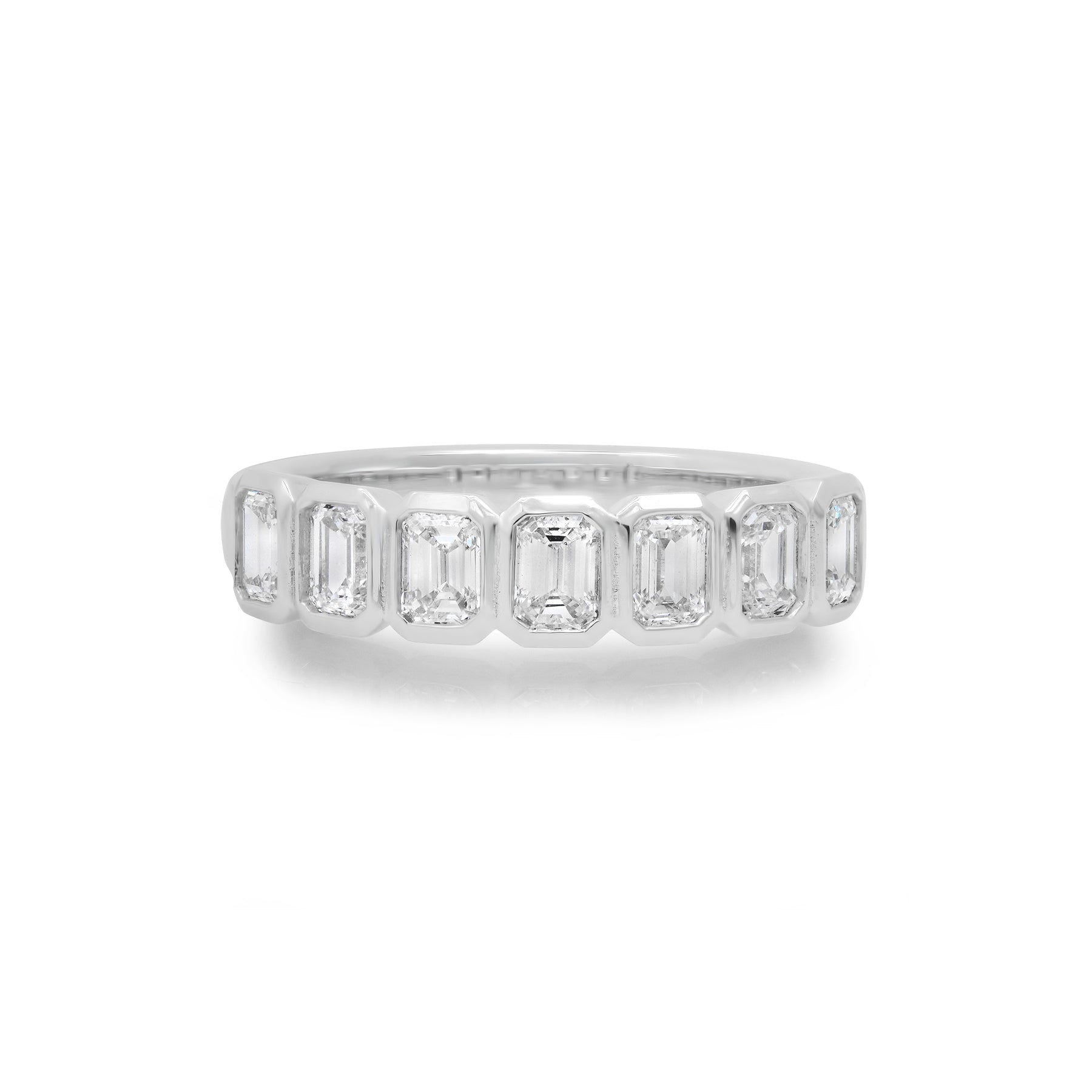 Emerald Cut Diamond Bezel Set Wedding Band – 1 ct 14K Gold